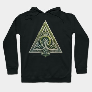 Norse Mythology Symbol Triangle Floral Wooden Hoodie